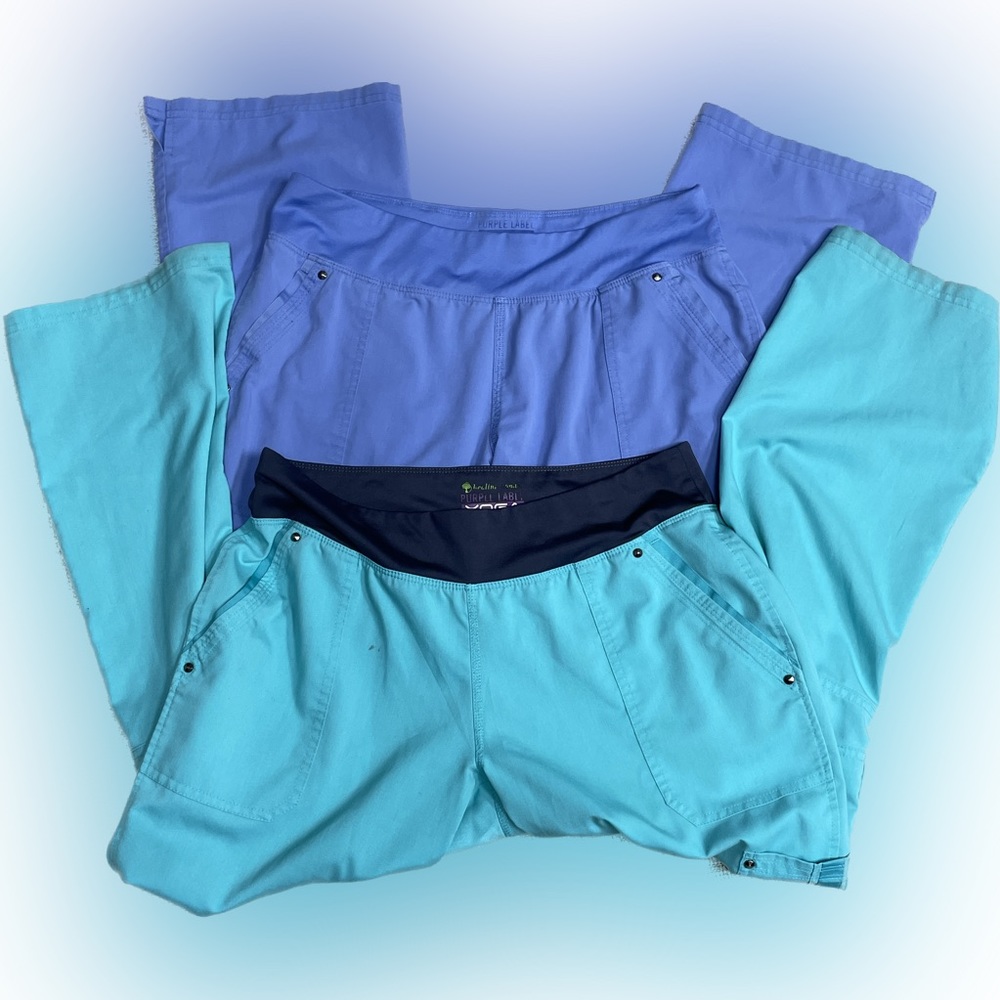 Purple Label by Healing Hands yoga scrubs.  Pair of two pants both size petite M